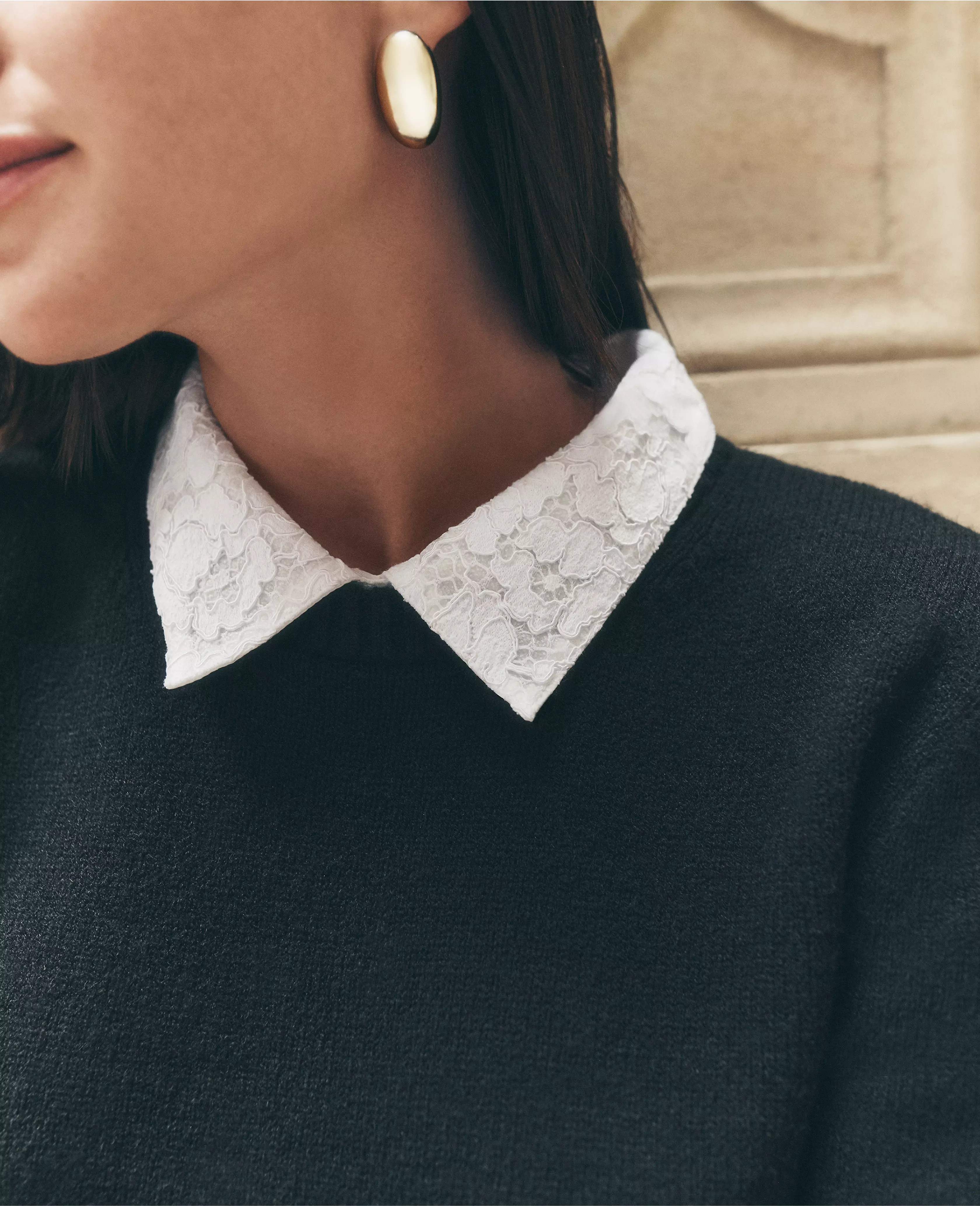 Lace Collar Sweater Tee | Ann Taylor