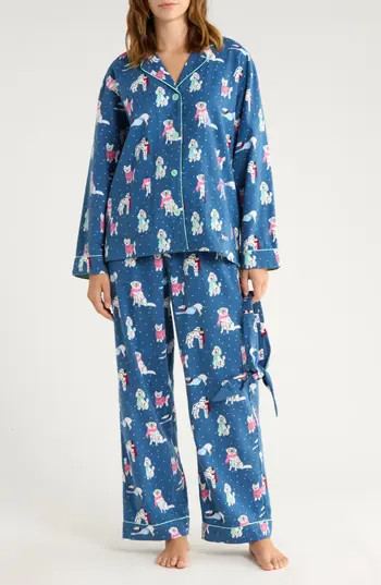 PJ Salvage Print Flannel Pajamas in Denim at Nordstrom Rack, Size Small | Nordstrom Rack