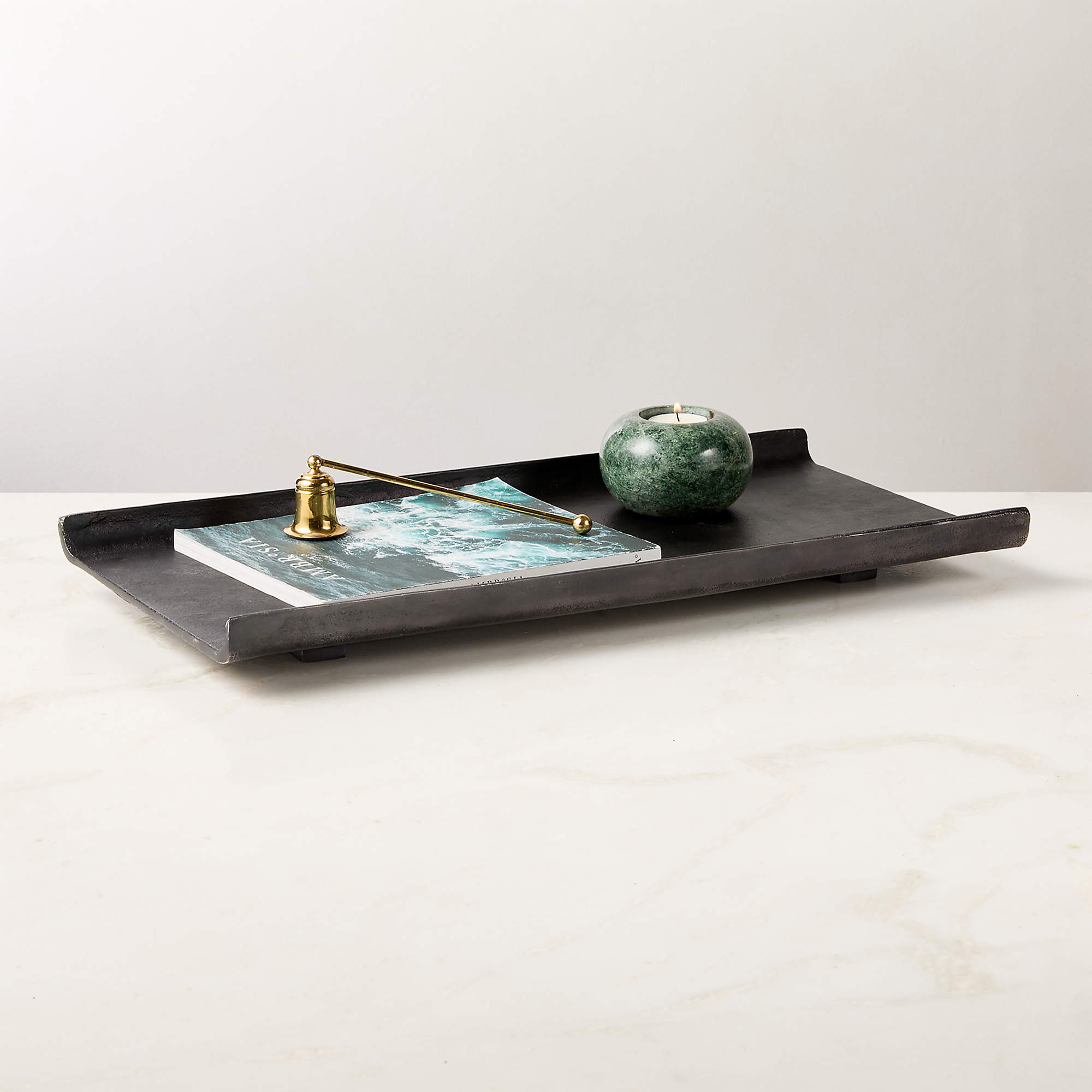 Trent Blackened Bronze Cast Aluminum Tray + Reviews | CB2 | CB2