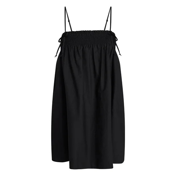 No Boundaries Cotton Poplin Smocked Mini Dress with Tie Straps, Women's XXS-XXL | Walmart (US)