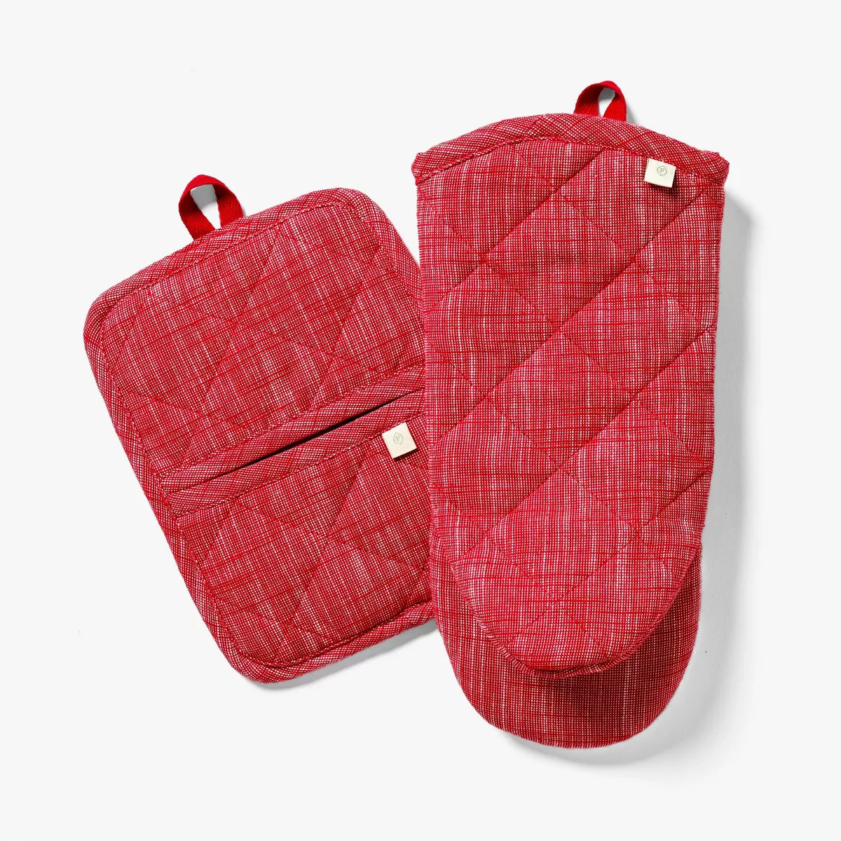Oven Mitt Potholder Set Red - Figmint™: 100% Cotton, Machine Washable, Solid Pattern, 2-Piece K... | Target