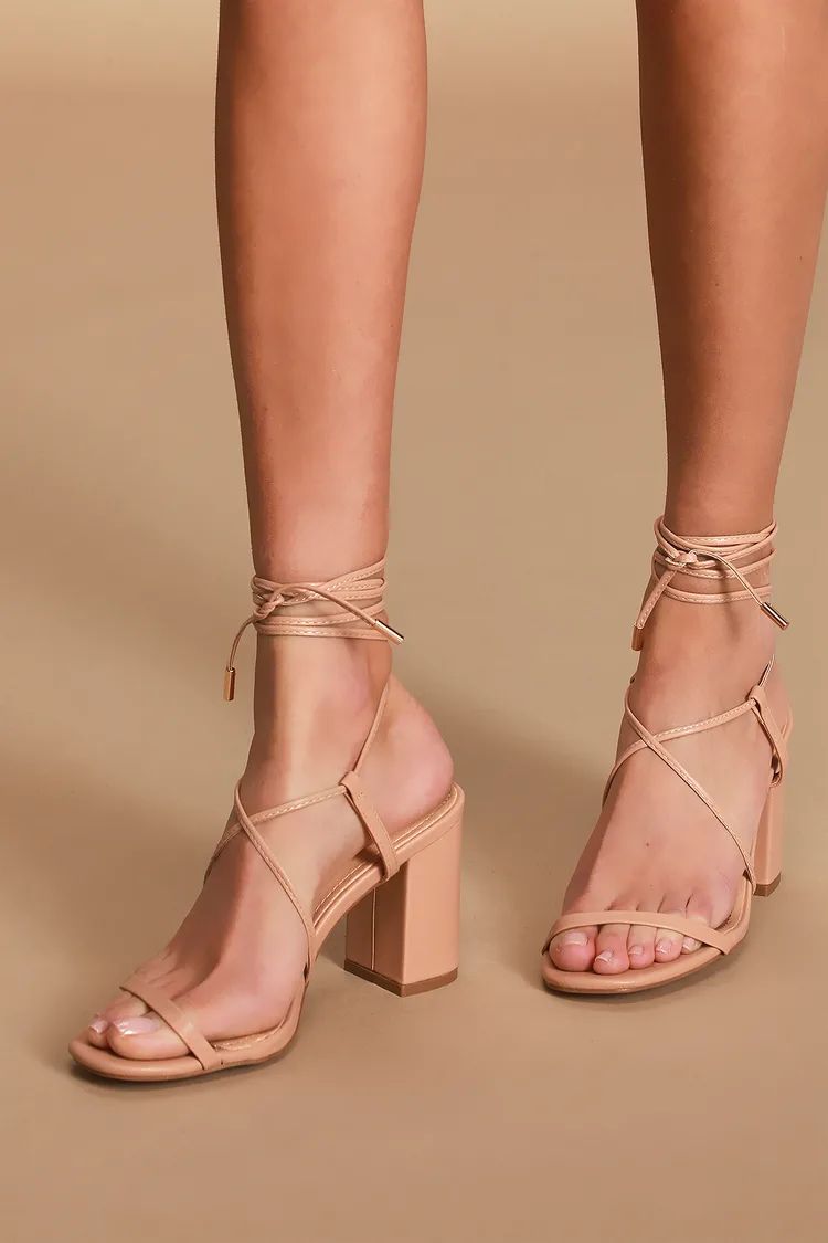 Aribaa Nude Lace-Up High Heel Sandals | Lulus (US)