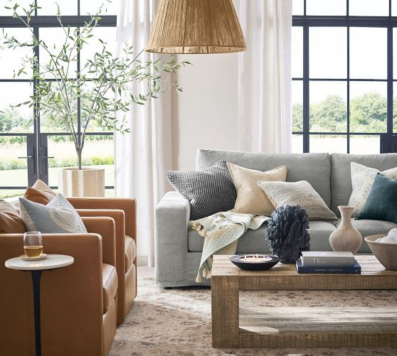 Ayden Barrel Back Leather Swivel Armchair | Pottery Barn (US)