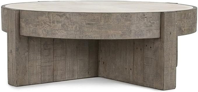 Kosas Home Sonoma 52" Round Reclaimed Pine Wood Coffee Table in Distressed Gray | Amazon (US)