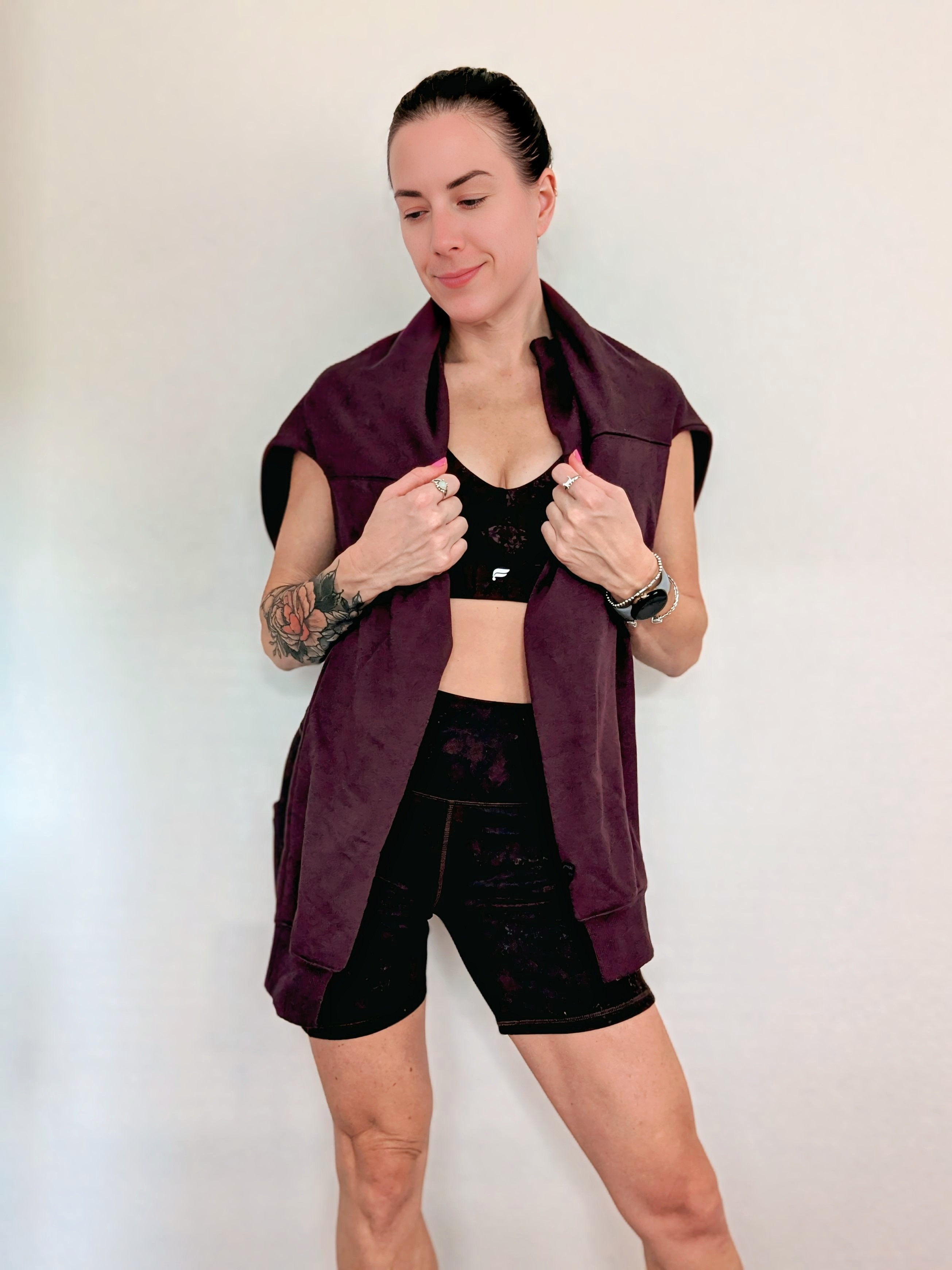 Fabletics cozy Fall colors🖤Love the snake skin print biker shorts and off the shoulder cozy sweatshirt. 

#LTKActive #LTKStyleTip #LTKTravel