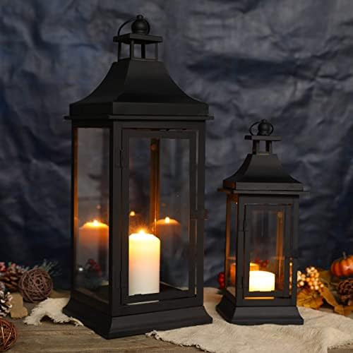 JHY DESIGN Set of 2 13''&19.5''H Outdoor Candle Lanterns Vintage Hanging Tower Lantern Metal Cand... | Amazon (US)