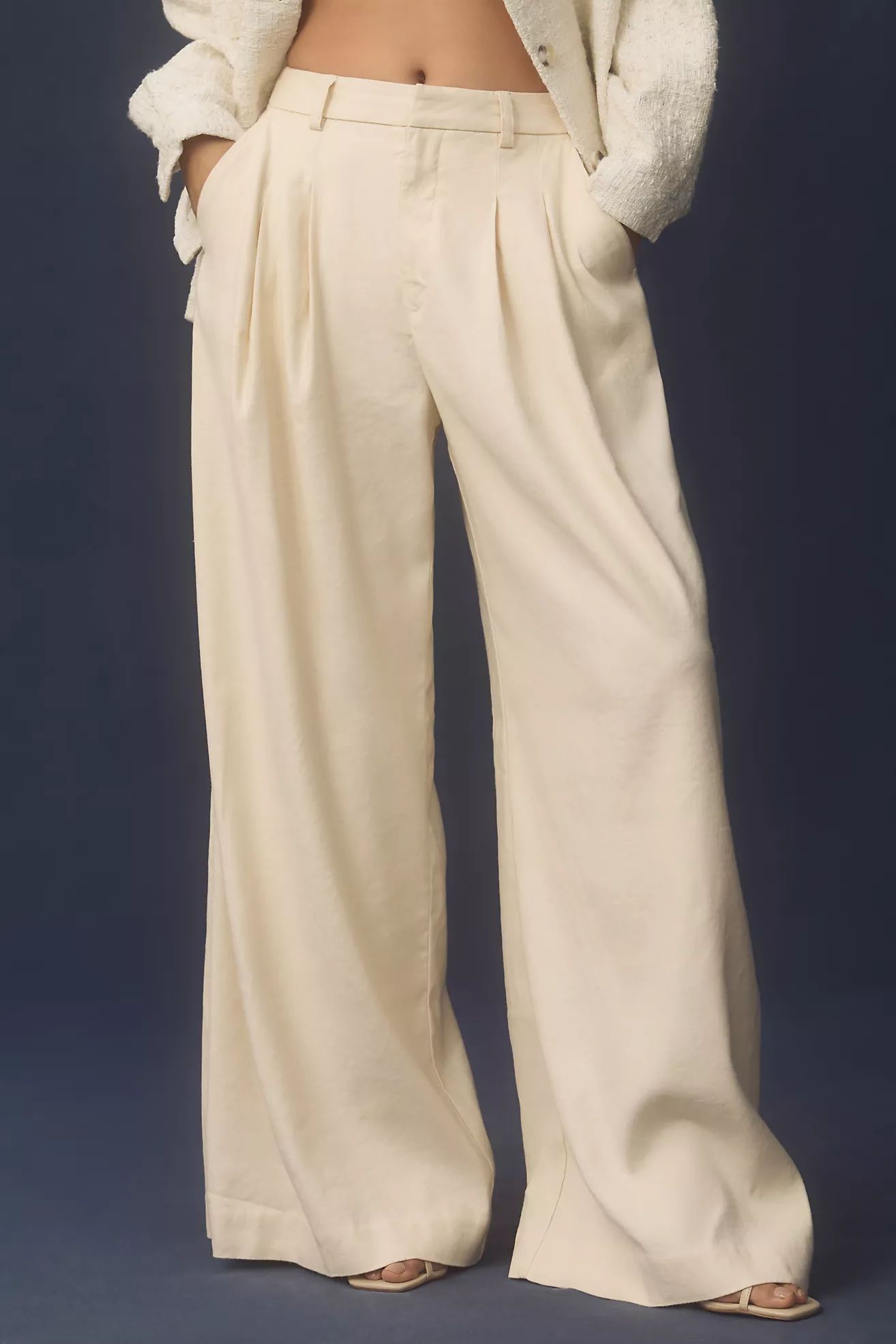 The Avery Pleated Wide-Leg Trousers by Maeve: Linen Edition | Anthropologie (US)