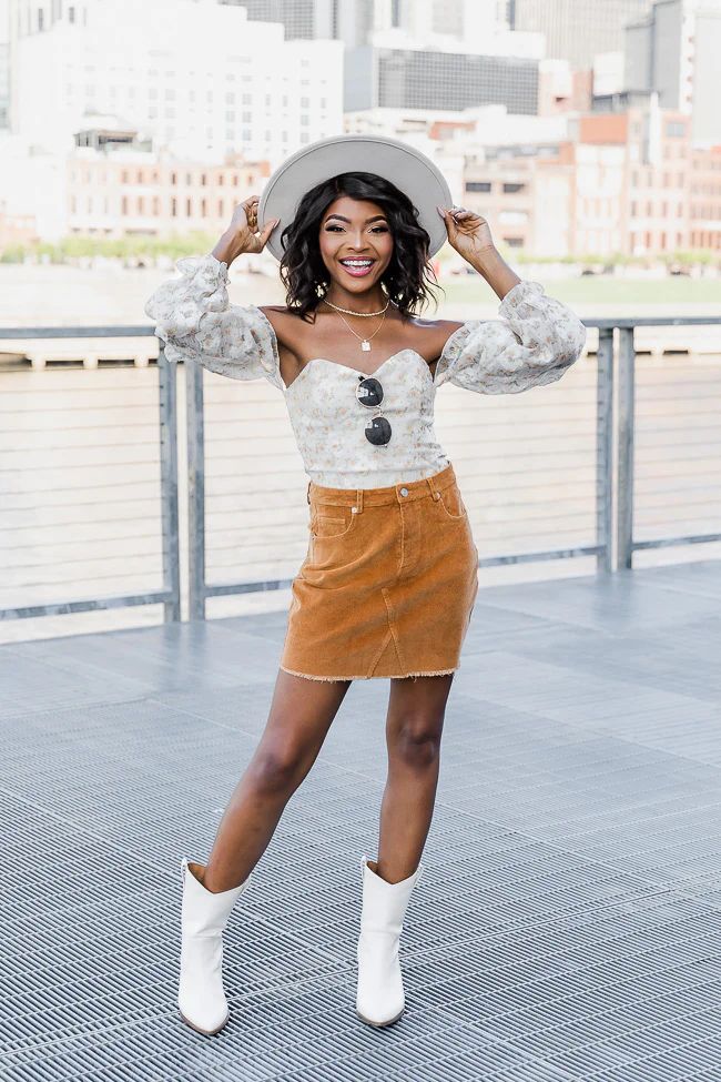 Why Not Me Brown Corduroy Mini Skirt  FINAL SALE | Pink Lily
