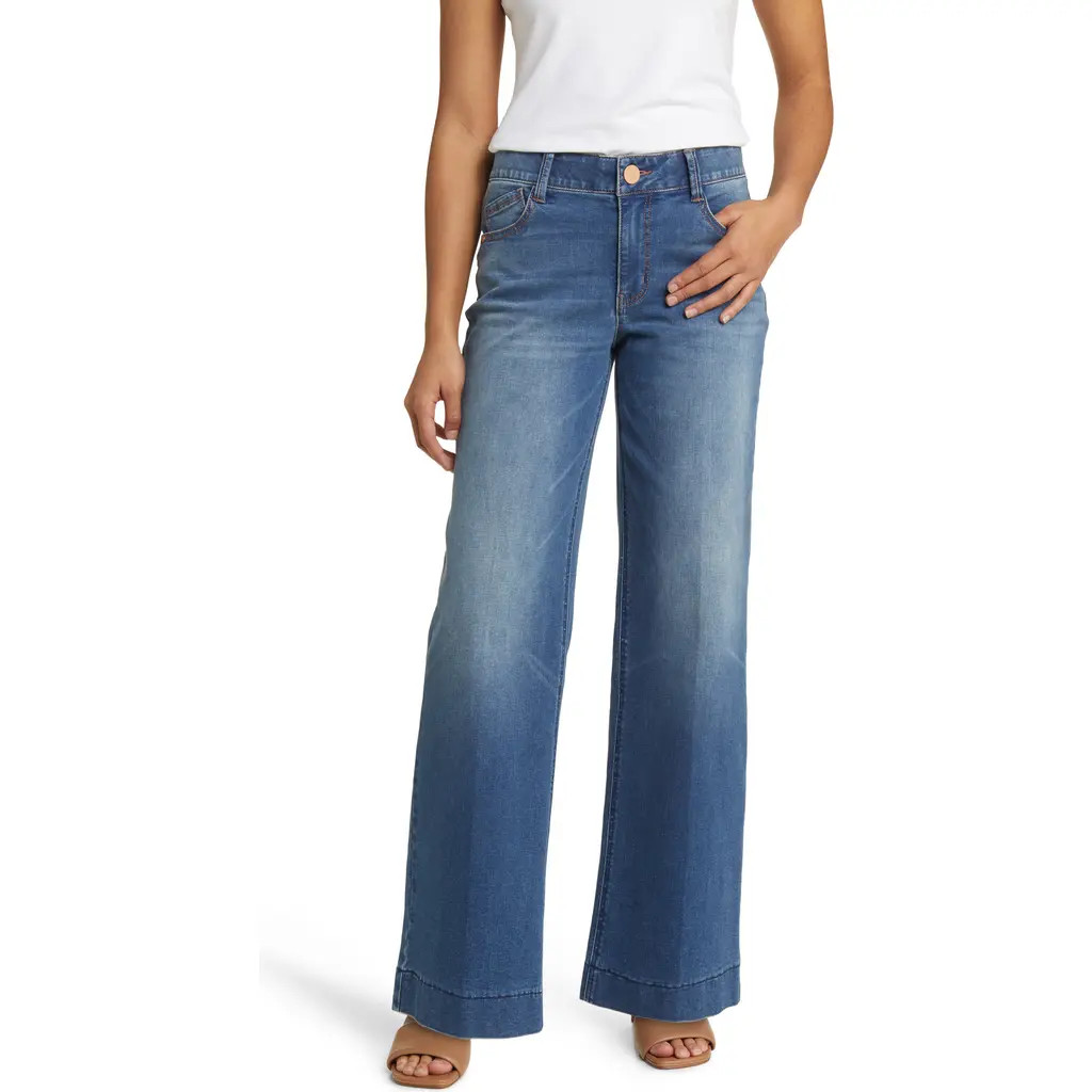 Wit & Wisdom Sam 'Ab'Solution High Waist Wide Leg Jeans in Bl Blue at Nordstrom, Size 8P | Nordstrom