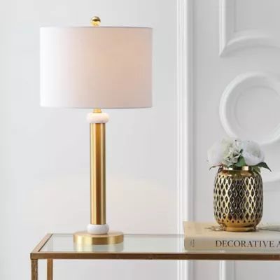 JONATHAN Y Gregory 27" Metal LED Table Lamp in Gold/White | Bed Bath & Beyond
