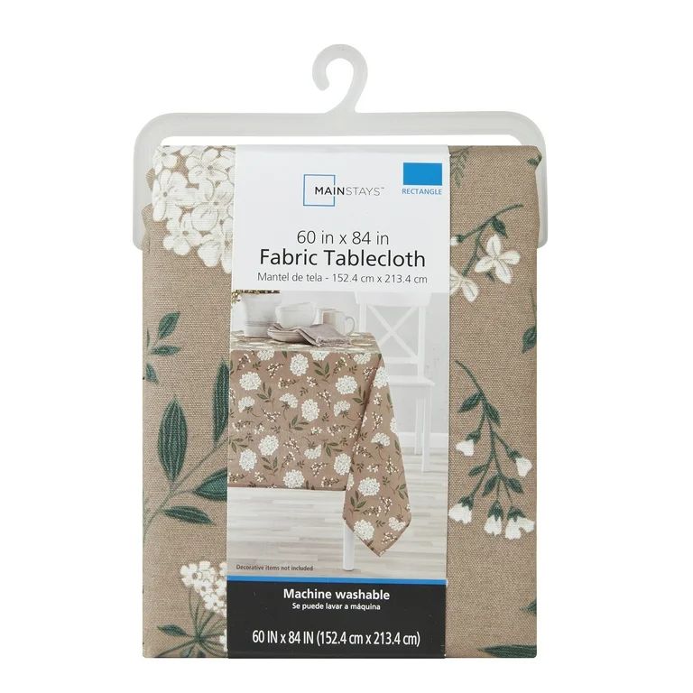 Mainstays Farmhouse Tablecloth Summer Floral Brown Fabric, 60" x 84", Hydrangea | Walmart (US)