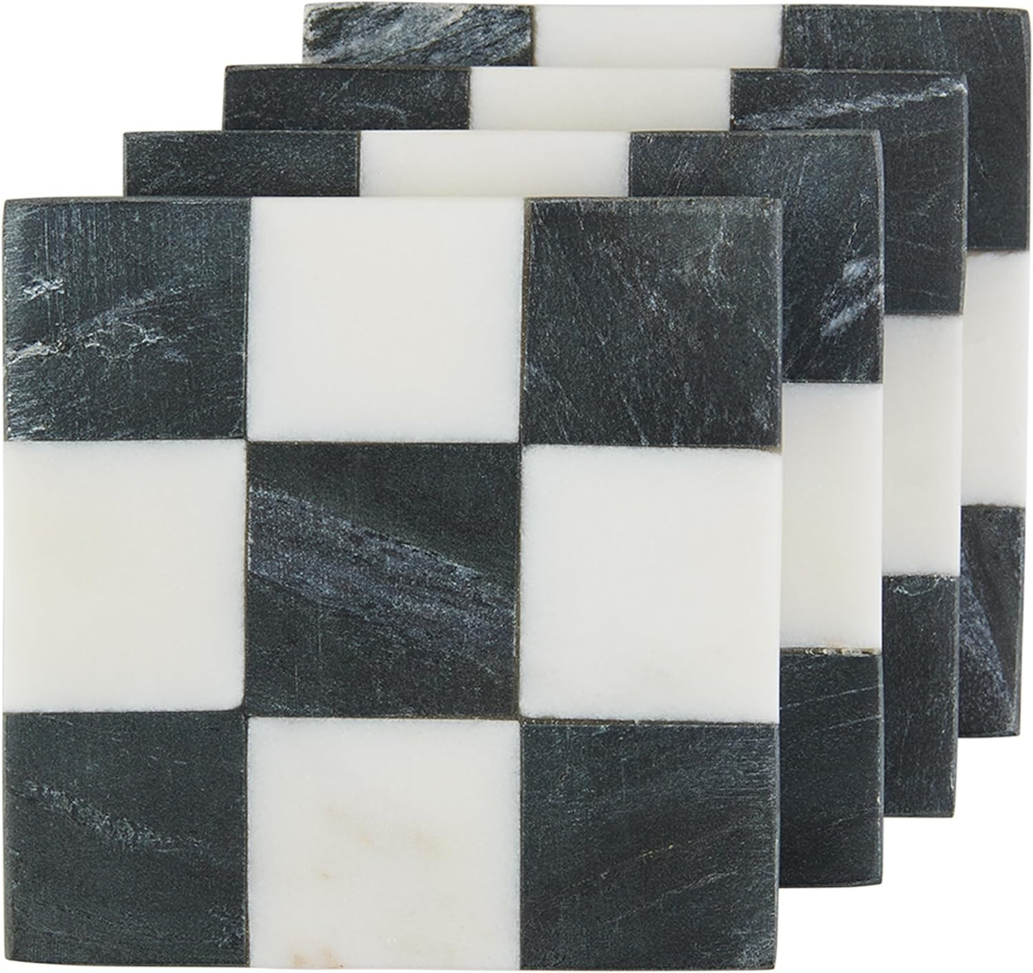 Mud Pie Square Checkered Coaster Set; 4" x 4" | Amazon (US)
