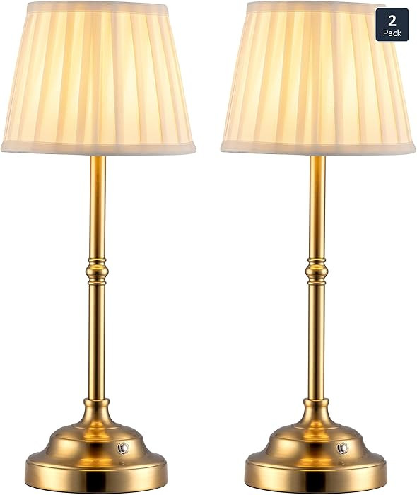 KDG Cordless LED Table Lamp Set of 2, Portables Fabric Shade Desk Lamps, 4000mAh Rechargeable Bat... | Amazon (US)