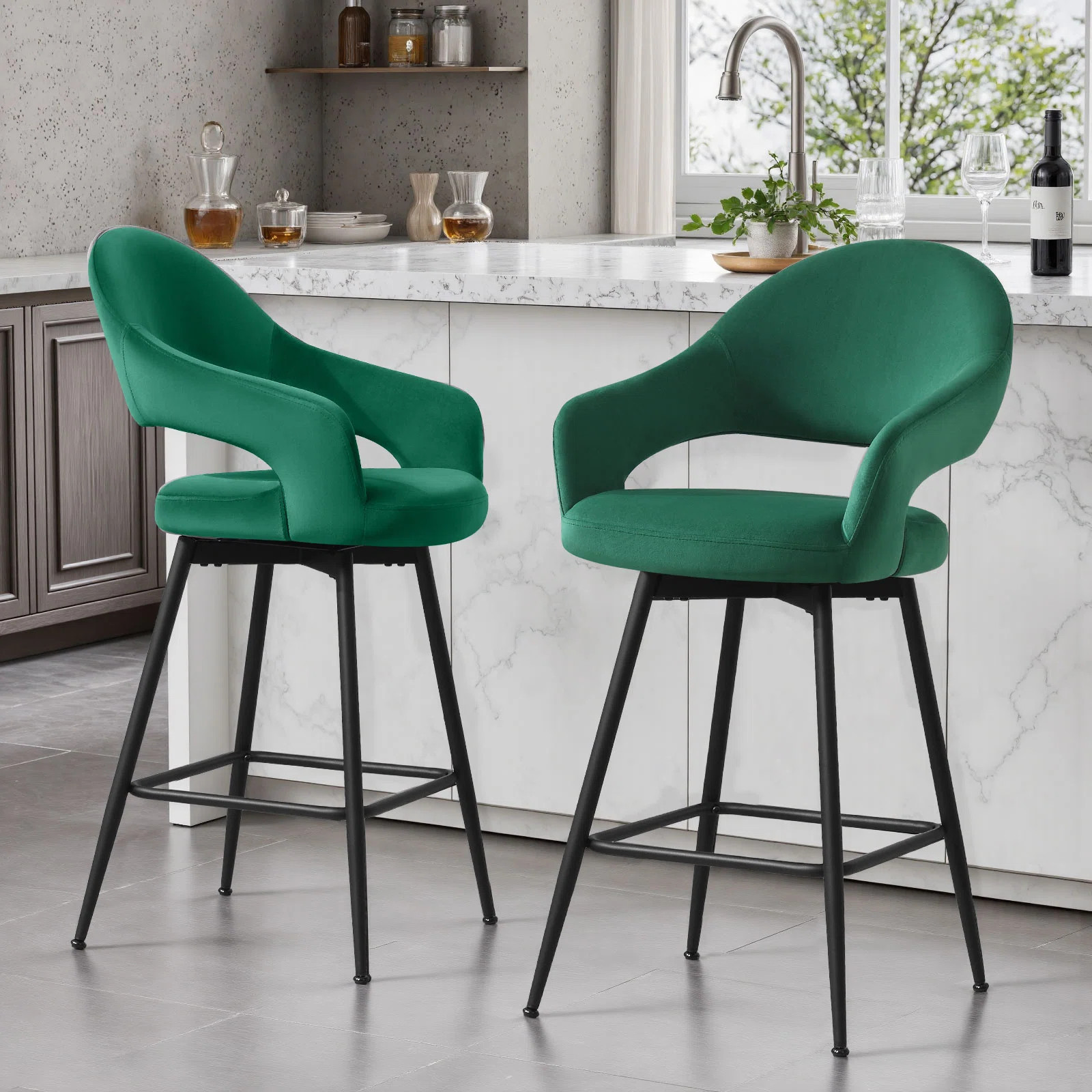 George Oliver 26" Swivel Upholstered Counter Stool with Metal Frame & Reviews - Wayfair Canada | Wayfair North America