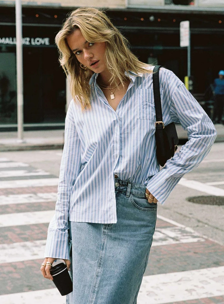 Letters To You Shirt Blue Stripe | Princess Polly US