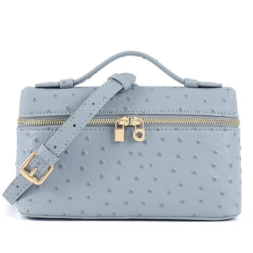 Rechiali Crossbody Bag for Women Small Top Handle Handbag Ostrich Leather Shoulder Pouch Purse Light Blue (Gold Hardware) | Amazon (US)