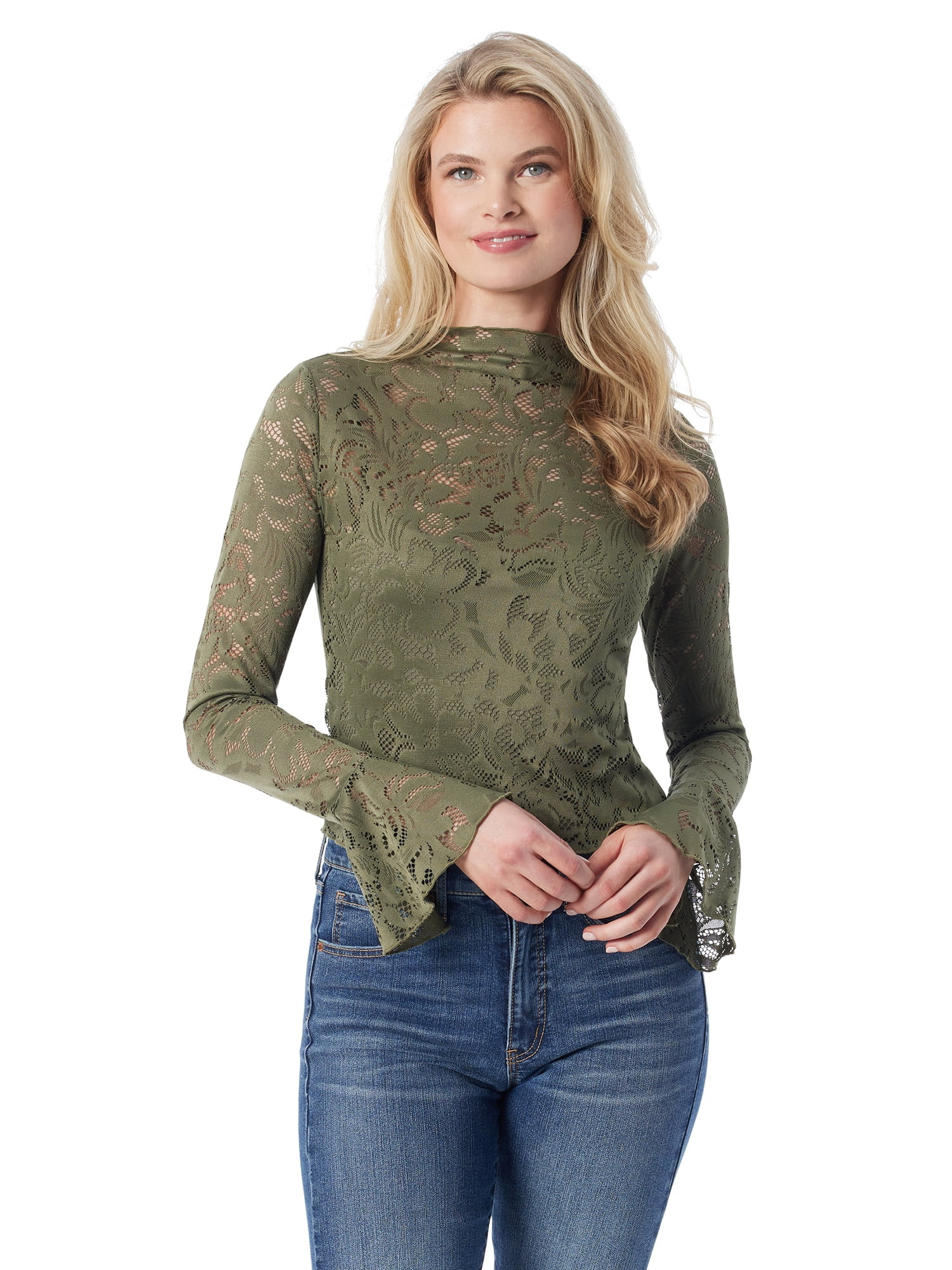 Jessica Simpson Women's and Women's Plus Lace Knit Top | Walmart (US)