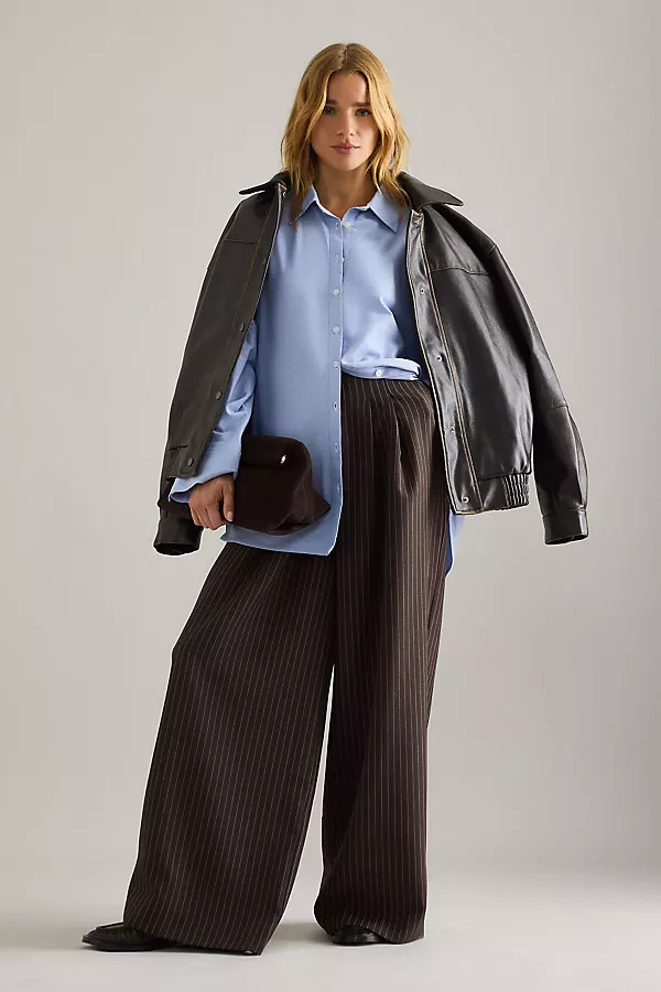 The Avery Pleated Trousers by Maeve: Pinstripe Edition | Anthropologie (UK)