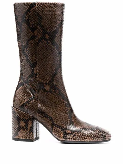 snakeskin-print mid-calf boots | Farfetch (UK)