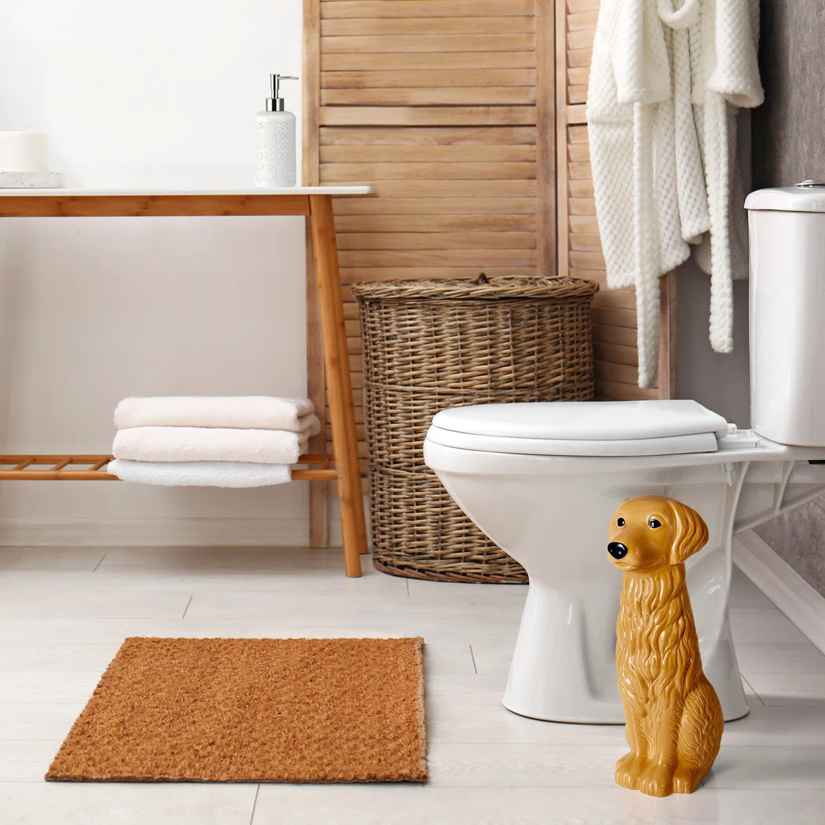 Golden Retriever Toilet Brush Holder and Brush Set | Wayfair North America