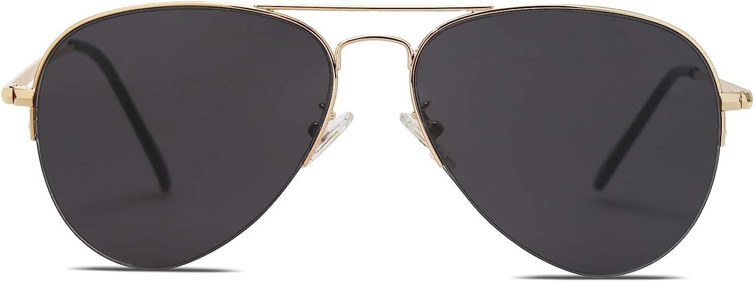 SOJOS Men's Women's Aviator Sunglasses, Classic Half Rim Metal, INSPIRATION SJ1106 | Amazon (US)