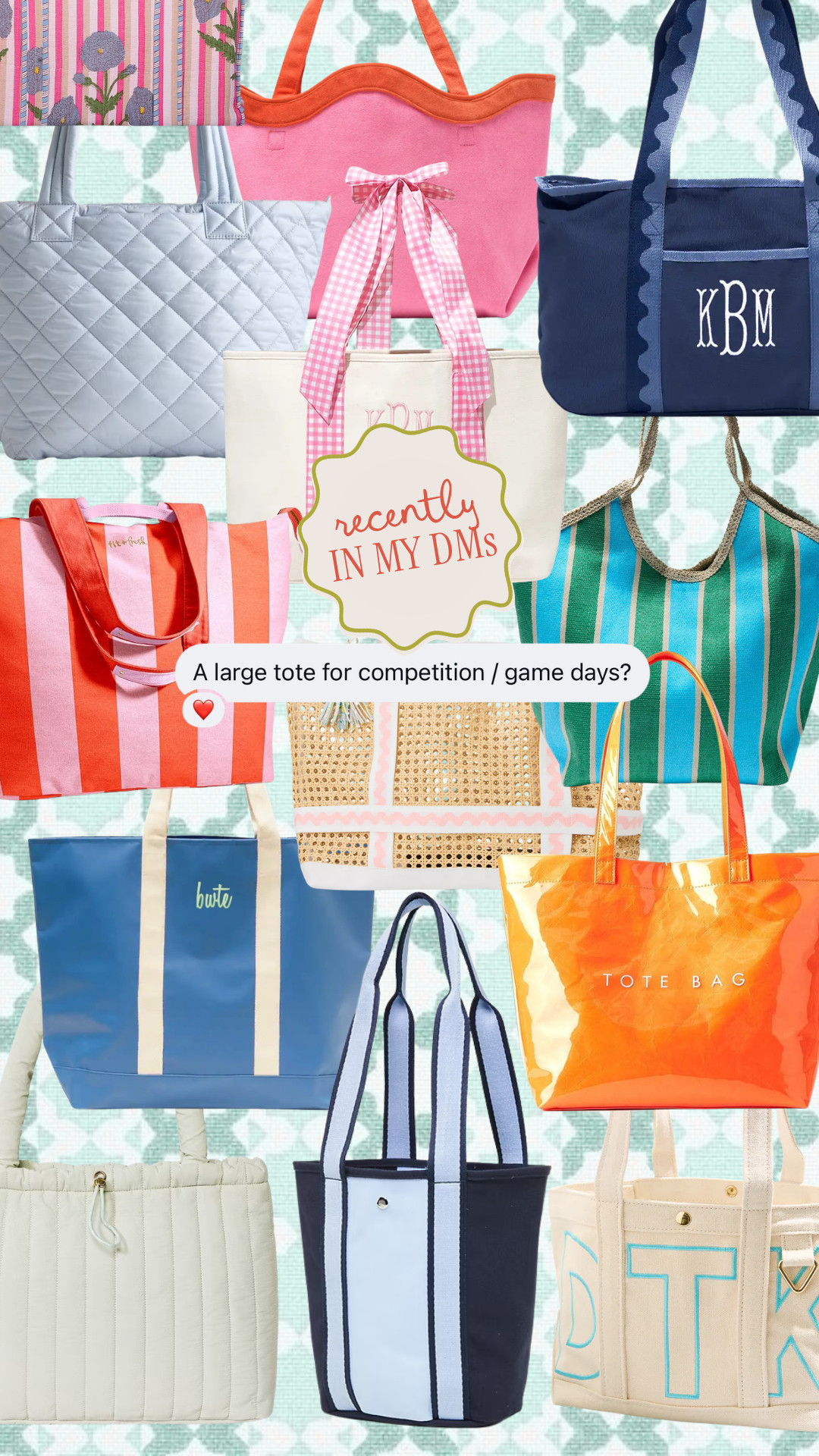 Some fun large totes I'm eyeing!! 

 #LTKdayinmylife #LTKmomlife #LTKTravel