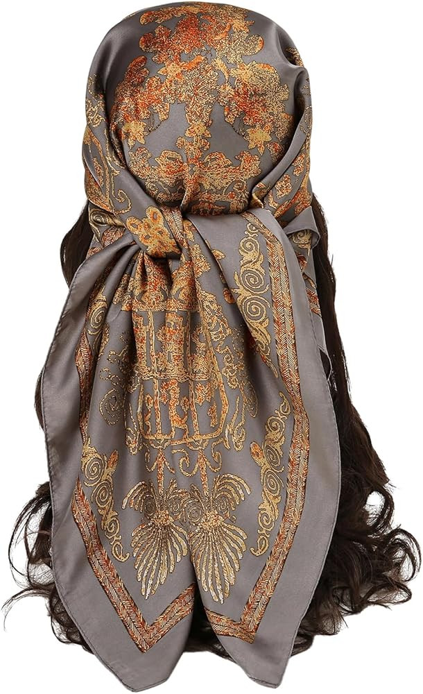 Women's Leopard Print Silk Scarf Satin Square Scarves Cheetah Headband Sleeping Hair Wraps | Amazon (US)