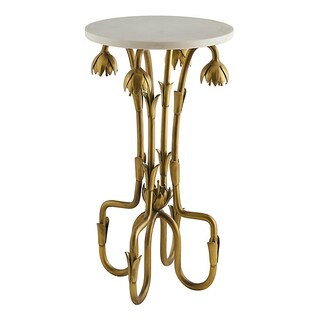 Frankie Accent Table, Floral Marble Brass | Ballard Designs | Ballard Designs, Inc.