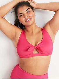 Textured-Rib Cutout Tie-Front Bikini Swim Top for Women | Old Navy (US)