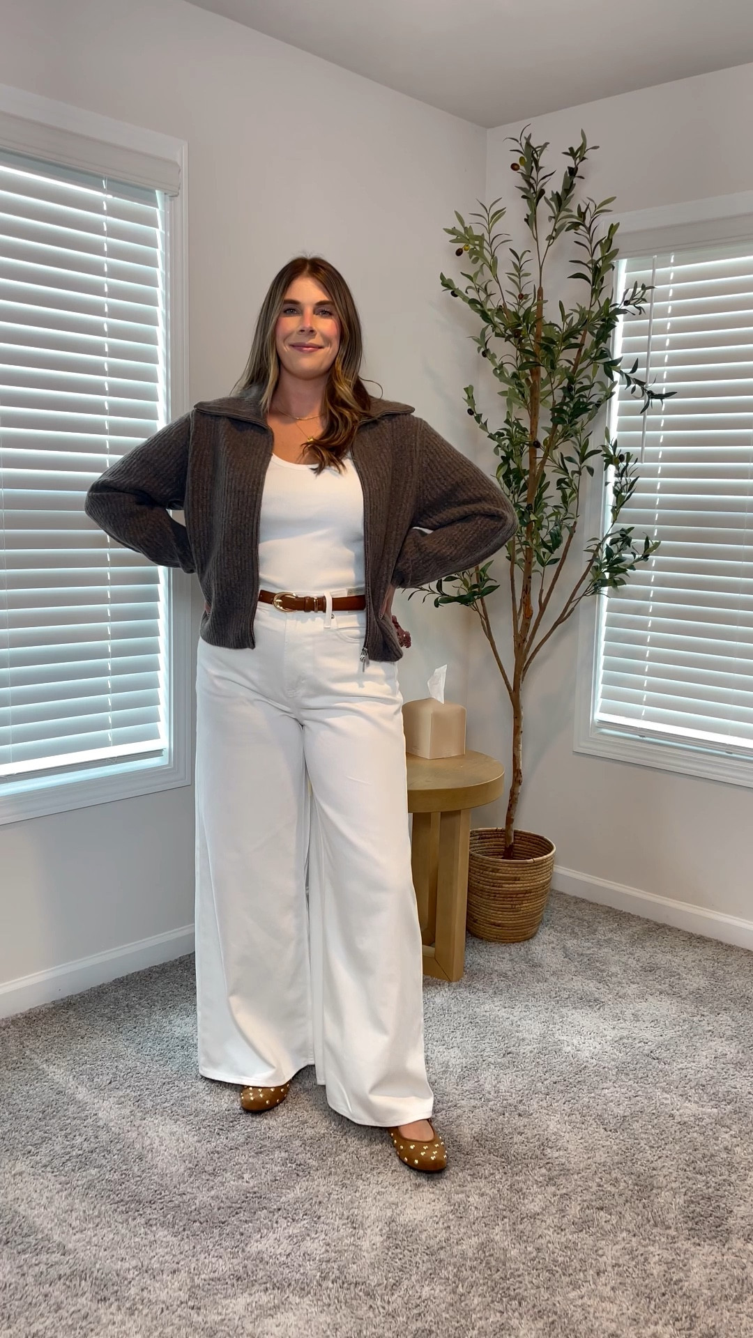 Target head to toe! When in doubt, go for the classics 🤍 Wide-leg whites, a cozy knit, and easy flats—casual but still pulled together. 5’9 | 190 lbs for reference ✨ 

#LTKMidsize #LTKFindsUnder50 #LTKTall