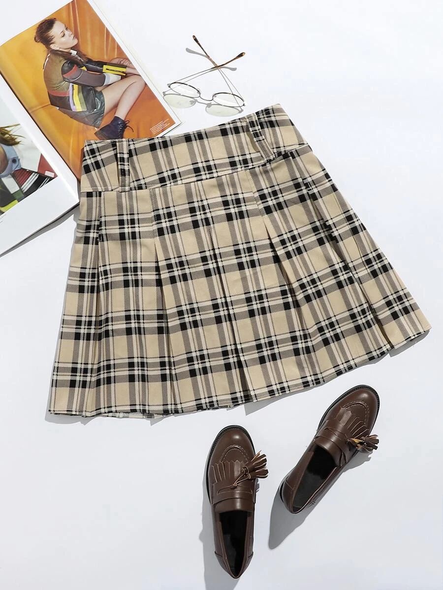 Plus Tartan Pleated Skirt | SHEIN