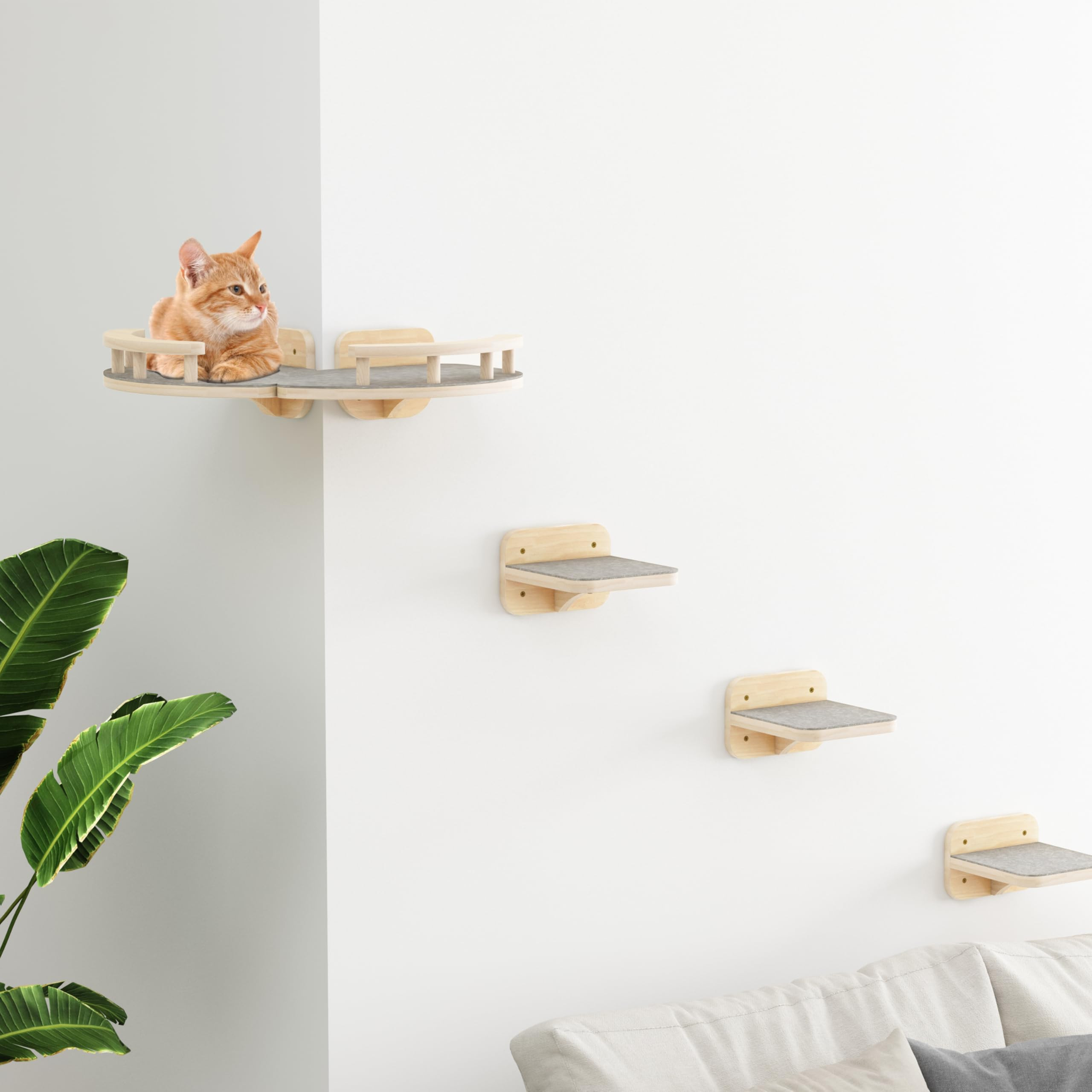 Megidok Modern Cat Wall Furniture - Cat Climbing Shelves with 3 Steps, Hammock & Perches - Up to ... | Amazon (US)