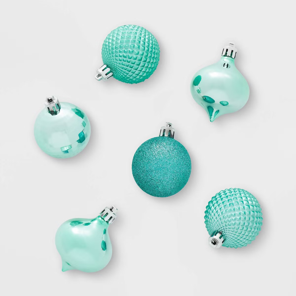 Shatter-Resistant Textured Plastic Christmas Tree Ornament Set 20pc Turquoise - Wondershop™ | Target