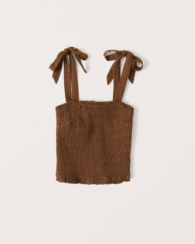 Tie-Strap Smocked Cami | Abercrombie & Fitch (US)