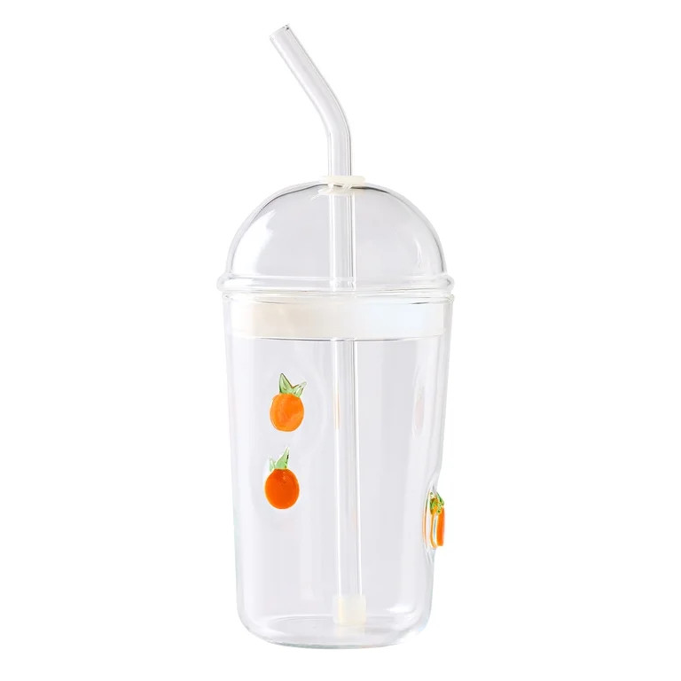 Better Homes & Gardens Glass Sipper Orange Icon with Glass Lid | Walmart (US)