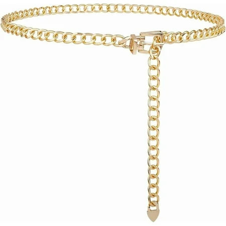 Gold Belt Chain Metal Adjustable Western Body Waist Link Thin Belts Women Waist Chain Cuban Chains with Alloy Buckle for Dresses Jeans Jewelry Women Accessories Light Gold | Walmart (US)