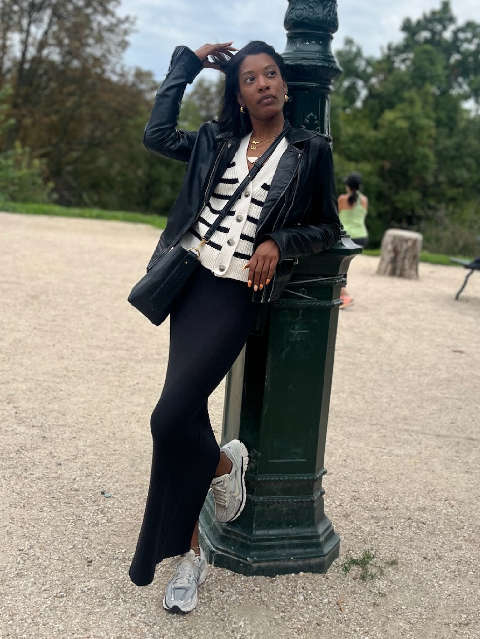 A perfectly cozy walking around the city in chilly weather outfit!

✨Jacket - Barney's Originals Tall Beppe leather jacket with ribbed detail sz 8 (can’t link exact item but similar linked)
✨Sweater - H&M rib knit cardigan 
✨Dress - local European rib tank dress (can’t link exact item but similar linked) sz small
✨Sneakers - Nike vomero zoom 5 in photon dust 
✨Bag - Zara black bucket bag
✨Jewelry - reworked Prada necklace from Reluxe Vintage, Arabic name necklace & cursive name necklace from vibe szn (can’t link from those shops but exact items from different shops linked), target hoops
 

#LTKHoliday #LTKWatchNow #LTKStyleTip