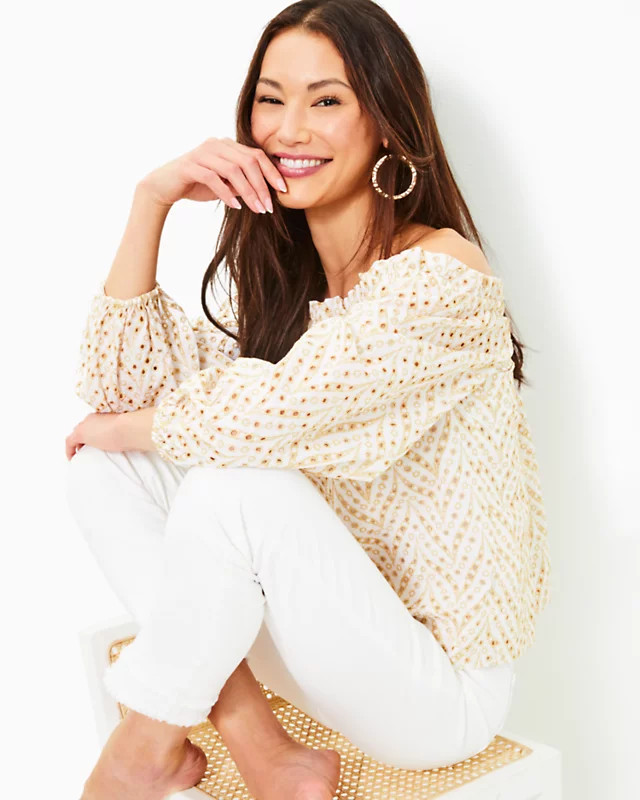 Aimes Off-the-Shoulder Eyelet Top | Lilly Pulitzer | Lilly Pulitzer