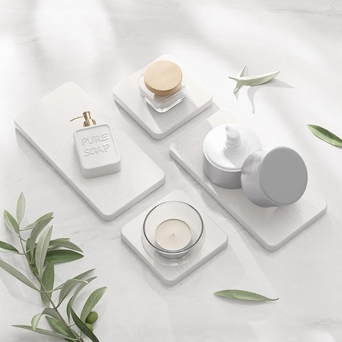 AmazerBath 4 Pack Stone Drying Tray for Bathroom Sink, Diatomite Stone Sink Tray, Water Absorbing... | Amazon (US)