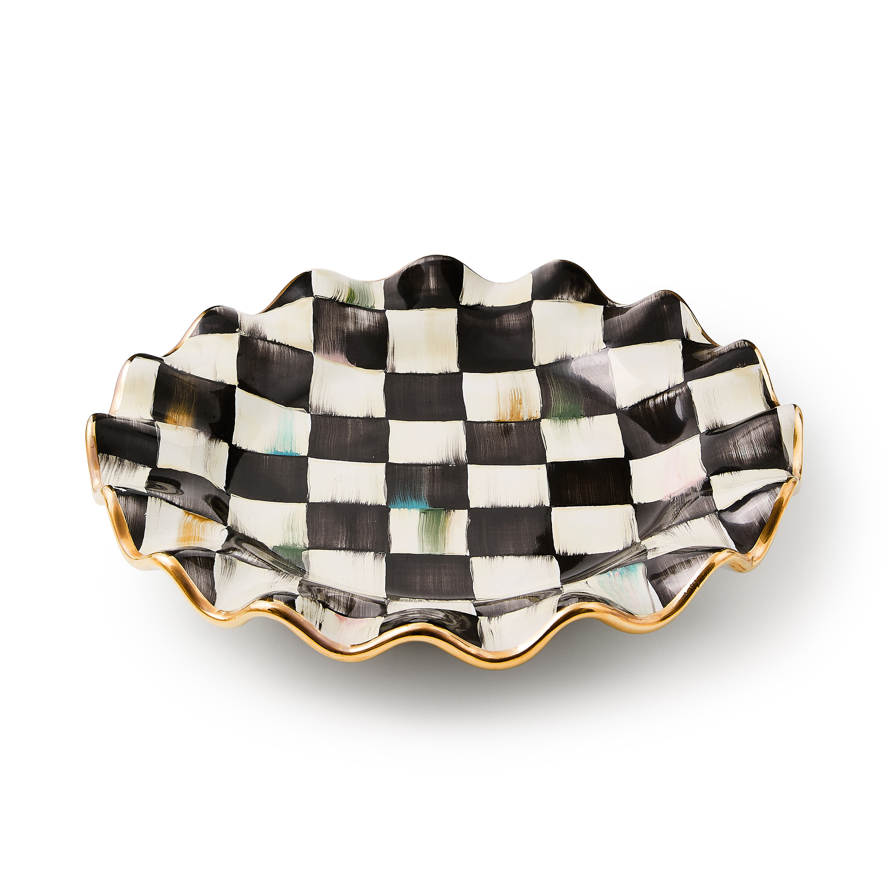 MacKenzie-Childs Courtly Check Ceramic Fluted Dessert Plate | MacKenzie-Childs