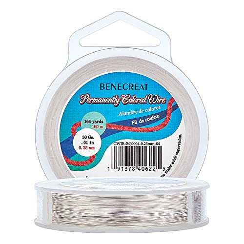 BENECREAT 30-Gauge Silver Jewelry Wire (164 Yards) - Tarnish Resistant Thin Copper Wire for Beading, Crafting, DIY Jewelry Making | Amazon (US)