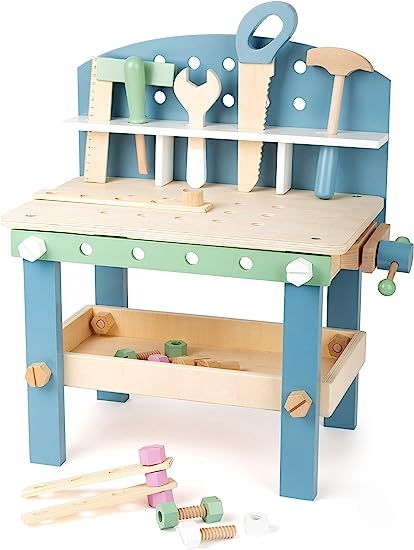 small foot wooden toys Compact Nordic Workbench Complete playset Designed for Children Ages 3+ Ye... | Amazon (US)