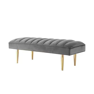 Nicole Miller  Denver Modern Light Grey/Gold Accent Bench 52.5-in x 22-in x 18.5-in | Lowe's