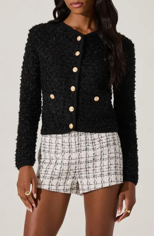 ASTR the Label Texture Stitch Cardigan in Black at Nordstrom, Size Medium | Nordstrom