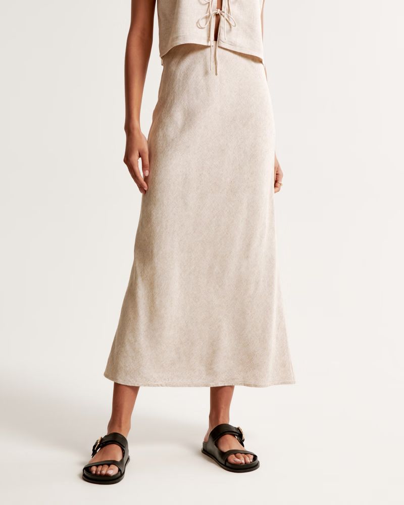 Linen-Blend Column Maxi Skirt | Abercrombie & Fitch (UK)