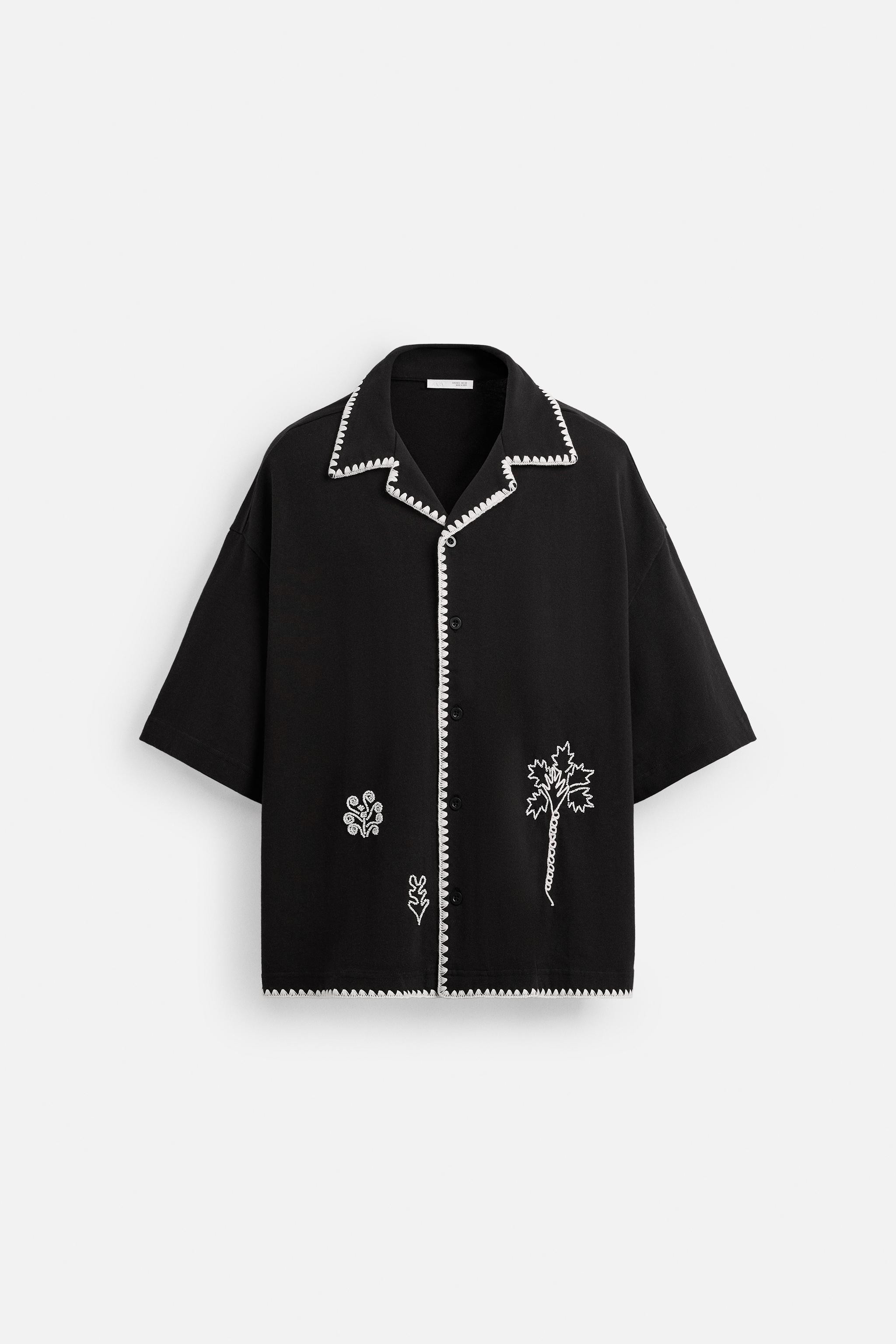 CONTRAST EMBROIDERY SHIRT | Zara US