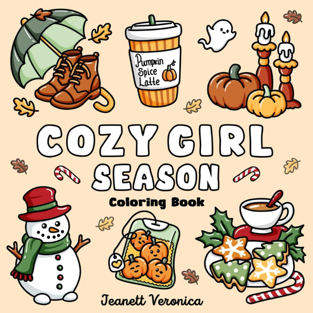 Cozy Girl Season: Bold and Easy Coloring Book for Adults & Teens, Featuring Fall, Halloween, and Christmas Designs | Simple, Cute Illustrations for Hygge and Relaxation (Cozy Girl Series) | Amazon (US)