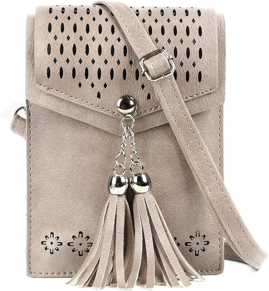 seOSTO Womens Small Crossbody Bag, Tassel Cell Phone Purse Holder Wallet Creative Birthday Gifts For | Amazon (US)