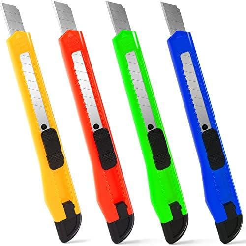 TIFICAL 4 Pack Box Cutter, 9mm Snap-off Utility Knife, Box Cutter Retractable for Opening Package... | Amazon (US)
