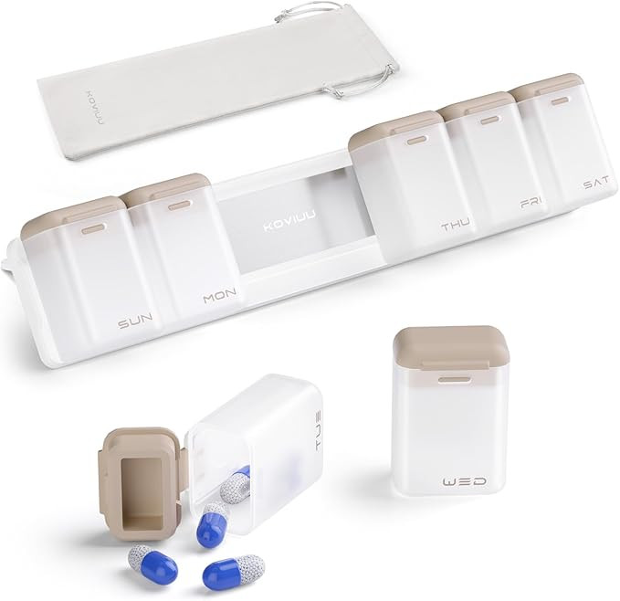 KOVIUU Weekly Pill Organizer Magnetic for Fridge, Removable Pill Box 7 Day 1 Time a Day, Large Pi... | Amazon (US)